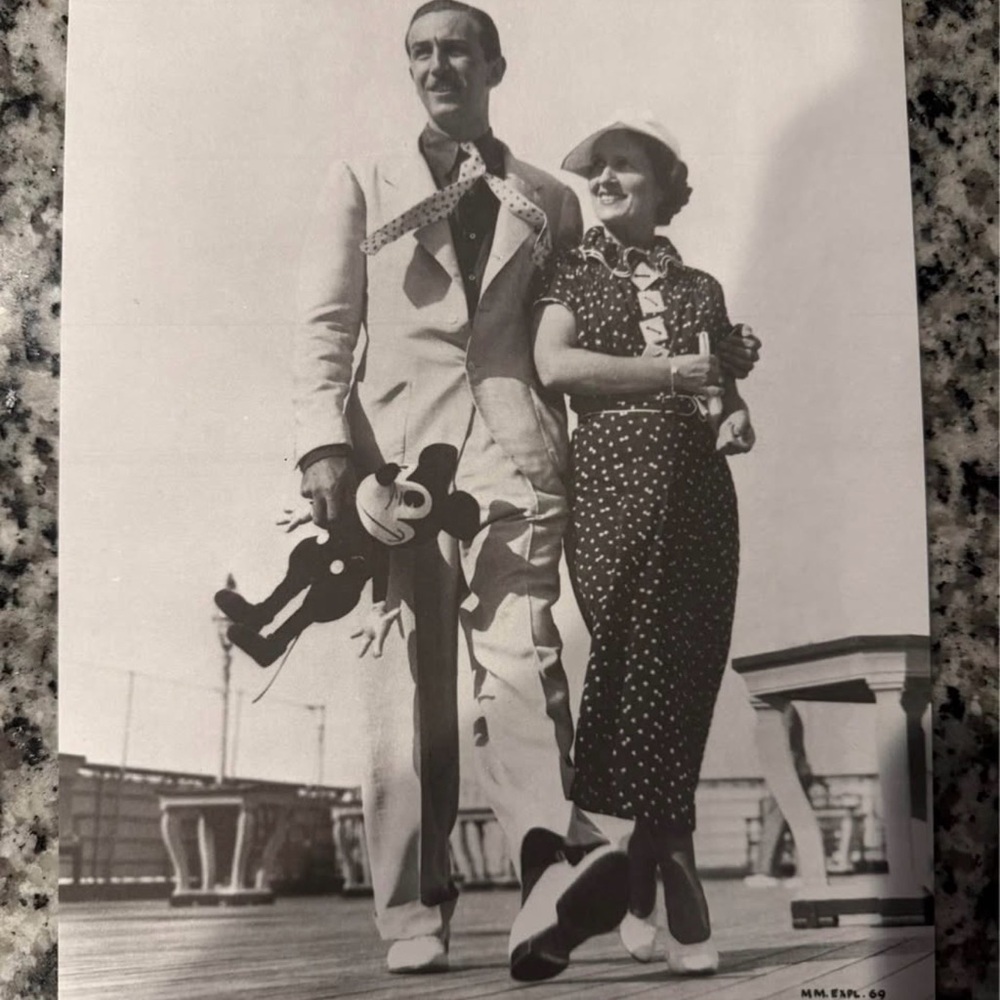 Walt & Lily Disney B&W photo